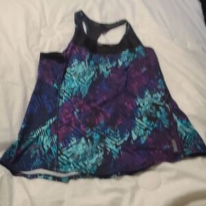 Reebok Blue Purple Teal Animal Print Racerback Tank Top Size Small (No Tag)